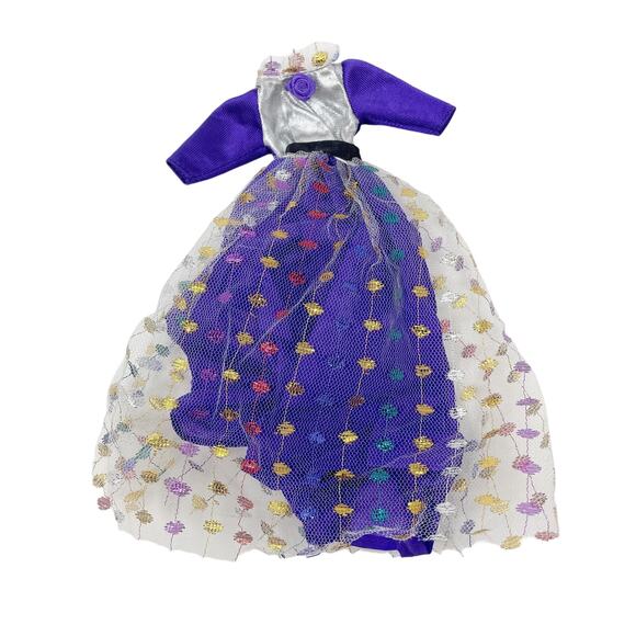 Vintage Barbie Doll Purple Tulle Dress, 90s - Picture 1 of 5